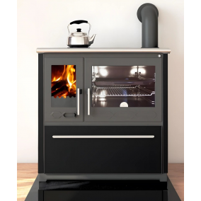 Kachľový sporák Plamen 850 Glas, 8 kW, pravá strana, čierny