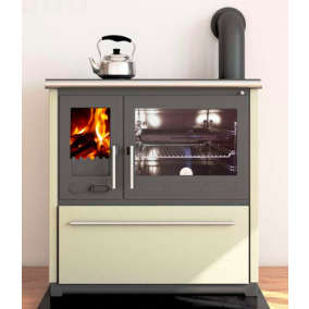 Kachľový sporák Plamen 850 Glas, 8kW, pravá strana, krémový 