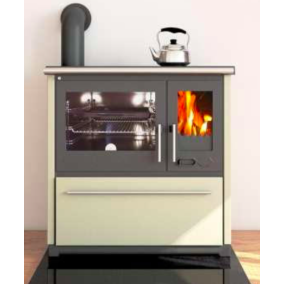 kachľový sporák Plamen 850 Glas, 8kW, ľavý a krémový 